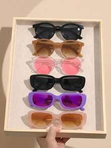 6 Pairs Personalized Retro Ultra-Light Round Frame Candy Color Street Style Fashion Glasses - Multicolor - View 9