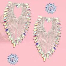 1pc 8.5x13cm Oval Claw Chain Crystal Tassel Decor - Sewing Crystal Applique DIY Craft Bridal Decoration Accessory For Women - Tassel - View 17