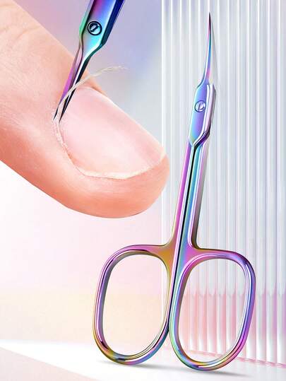 1 buc foarfecă de unghii cu lamă curbată din oțel inoxidabil, foarfecă mică multifuncțională pentru unghii, sprâncene, gene, piele uscată, instrumente pentru nail art, rechizite pentru școală