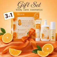 3PCS/Set Orange Body Skincare Set-Relieve Skin Dryness Gentle Moisturizing,Nourishment, Cleansing Body Care Set Perfect Gift For Valentine'day - 橘色 - 查看 2
