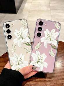1 Piece Soft Phone Case With White Lily Flower And Butterfly, Compatible With Huawei Honor, , Galaxy A04e/12/A13/A14/A34/A50/A52/A53/A54/S21/S22/S23/S24/S25/S25Ultra, 6A/7A/8A, 12T/13T, International Version, Not Domestic Version, Spring Gift - 透明 11 - 查看 2