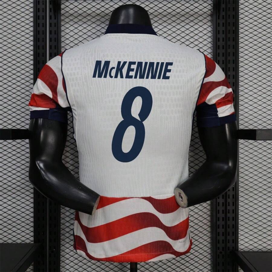 26-27 Season US National Team Home Red And White Color Scheme No. 8 McKENNIE Fan Edition Breathable Sports Short Sleeve Jersey - 26-27 美國主場 - NO. 8 - 查看 1