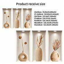 3D視覺逼真波希米亞花瓶自黏式牆貼,中性風格PE居家牆面裝飾,大尺寸55x120cm,防水,撕貼式。適合餐廳、玄關、廚房、客廳、走廊和儲藏室 - 3pcs - 查看 6