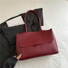 Bolso de mano moderno y versátil para mujer, estilo casual elegante con un toque de alta gama, bolso de hombro estiloso ideal para ir de compras, bolso tote texturizado de gran capacidad, nuevo modelo de verano 2026, bolso de axila, diseño exclusivo, bolso de hombro sencillo. - Marrón - Ver 10