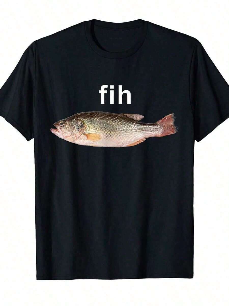 1pc Fih Calling Remind Me Message Decline Accept Phone Call Fish T-Shirt
