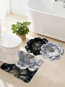 1 pieza/2 piezas/3 piezas Alfombra decorativa con patrón de flor dorada, decoración de habitación, alfombra de baño, felpudo, alfombra pequeña, alfombra, decoración del hogar, alfombra de área, alfombra de exterior, alfombra de dormitorio, alfombra lavable - Multicolor 17 - Ver 4
