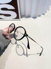 1 Pair Metal TR Frame Oval Fashionable Non-Prescription Glasses - A - View 3