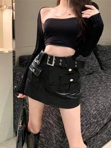 Women Skirts - Coffee Brown - View 8