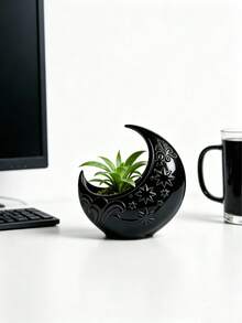 1件月亮造型花盆，星空圖案，多肉植物、仙人掌和小植物裝飾花架，時尚桌面、臥室與辦公室裝飾，送給植物愛好者與家居裝飾愛好者的創意禮物 - A - 查看 6