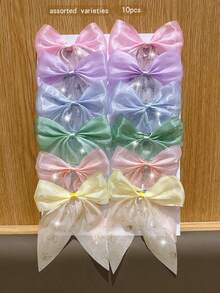 10pcs Random Color Bowknot Hair Clips, Sweet Style Hair Accessories For Daily Use,Hair Slide,Claw Clips - Multicolor - View 5