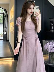 Y6Y 2026 New Women's Purple Summer Beach Vacation Dress Elegant - Purple - View 1