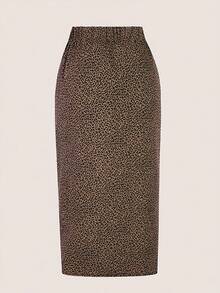 ASD1 Women's Leopard Print Random Cut Drawstring Skirt For Holiday Elegance - Apricot - View 7