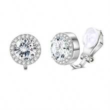 2pcs Round Men's Cubic Zirconia Ear Clips, Gold/Silver Color Options, Hip-Hop Cowboy Style, Suitable For Party/Bar/Daily Wear - Round Ear Clips - View 8