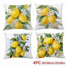 Bộ 4 vỏ gối chủ đề chanh, in một mặt, chất liệu nhung đào, kích thước 45*45/50*50/40*40CM, thích hợp cho ghế sofa vải hiện đại, trang trí nội thất, tiệc tùng, làm quà tặng. - Nhiều màu - Xem 11