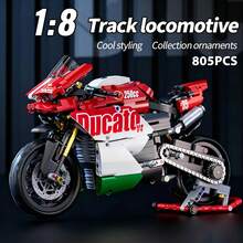 Blocchi da costruzione di motocicletta da corsa meccanica, modello di motocicletta realistico e dettagliato con parti mobili, giocattolo per adulti con assemblaggio ad alta difficoltà, regalo da collezione perfetto per ragazzi e adolescenti - Multicolore - Visualizzare 3