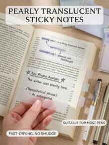 3pcs Elegant Pearl Transparent Memo Pads, 150 Reusable Transparent Notes, Suitable For Book Annotation, School Supplies, And Cute Desktop Decor - Satu-Ukuran - View 7