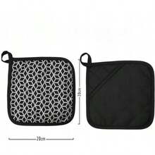 OVEN GLOVE, POT MAT, 2 IN 1 COTTON SILICONE - Black - View 2