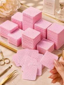 1000pcs Lint-Free Nail Polish Remover Pads - Acetone Resistant, Suitable For Nail Preparation And Gel Nail Removal, Can Be Used For Eyelash Extensions, Waterless Nail Cleaning, Suitable For Salon And Home Use, Pink Lint-Free Nail Wipes, Disposable Nail Polish Remover Pads, Non-Woven Nail Pads - Multicolor - View 9