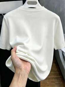 Men's Summer Round Neck Knit Striped Contrast Color Casual Pullover - White - View 2
