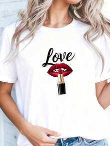 Funny Lipstick Design T-Shirt-1 - White 5 - View 5
