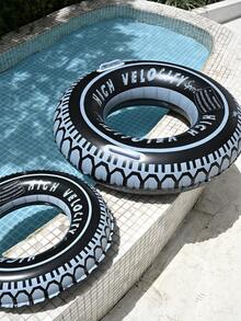 1 pieza Flotador con forma de neumático para adultos, decoración de piscina y playa, accesorio de fiesta de verano, regalo de verano perfecto para relajarse y divertirse en la piscina - Negro - Ver 6