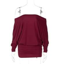 Bodycon Dress With Off-Shoulder Ruching Design, Sexy And Attractive Style, New Spring Collection For Women - Burgundy - View 12