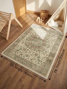 1pc Green & Brown Vintage Bohemian Style Living Room Rug. Suitable For Kitchen, Dining Room, Bedroom, Room Holiday Decor, Indoor/Outdoor, Office, Lobby, Anti-Slip Doormat, Bathroom Rug, Hallway, Study, Gaming Area Rug. - Olive Green - View 20