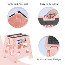 ACKO - Taburete plegable de 13 pulgadas de altura de alta calidad plegable para adultos y niños taburete de plástico para cocina pequeño y plegable soporta hasta 300 libras color rosa 1 unidad - Rosa Sakura - Ver 7