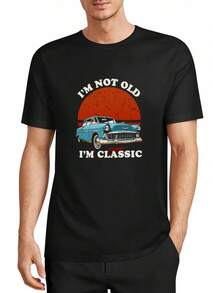 Playera Con Unisex De Algodón Diseño De Auto Clásico - Negro - Ver 4