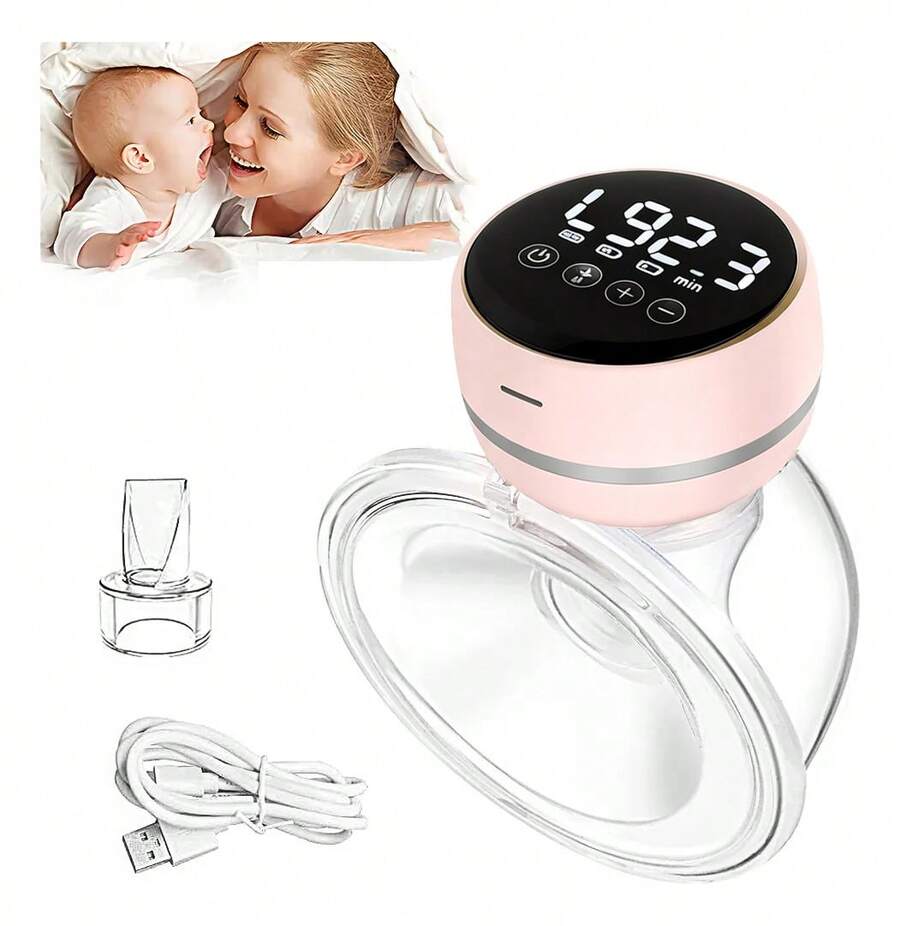Smart Electric Breast Pump With LED Touchscreen, [3 Modes] Breast Milk Extractor, Rechargeable Portable Pump With Memory Function - Pink - View 1