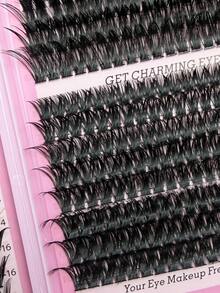 624 piezas Juego de extensión de pestañas D-Curl de alta capacidad para principiantes, incluye pestañas individuales de larga duración en estilos mixtos para crear pestañas cautivadoras en casa, adecuado para cosplay, bodas, galas y maquillaje de escenario - D - Ver 3