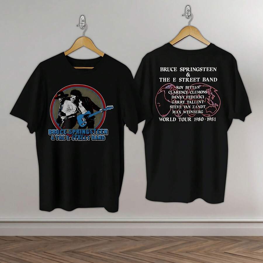 Bruce Springsteen Tour 1981 T-Shirt 2-Sided - Black - View 1