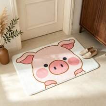 1pc Pink Pig Bathroom Mat, Bathroom Rug, Door Mat, Small Rug, Carpet, Floor Mat, Home Decor, Area Small Rug, Outdoor Mat, Home Decor, Area Rug, Bedroom Rug, Washable Carpet - Multicolor - View 4