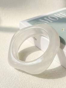 Brazalete asimétrico de resina transparente con diseño geométrico, joyería de brazalete de aleación para mujeres - Multicolor A - Ver 8