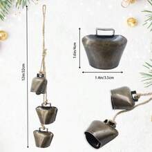 Decorative Metal Cowbells Wall Hanging - Rustic Farmhouse Door Chime Holiday, Wedding, Or Everyday Home Accent - 1PC - View 3