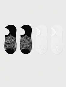 1/2/4/7 Pairs Random Men's Non-Slip Breathable Mesh Ankle Socks, Thin Solid Color Invisible Socks For Summer, Couples Socks - Multicolor - View 15