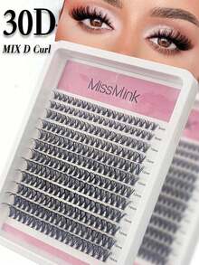 Miss Mink 30D 40D 50D Curly Soft Natural Look False Eyelashes, 8-16mm Mixed, 0.07mm D Curl, 12 Rows 240 Pieces, Waterproof Mink Hair Single Cluster 3D Precise Fit For Daily Makeup, Lightweight Portable Design Suitable For Daily Life, Parties And All Occasions - D - View 1