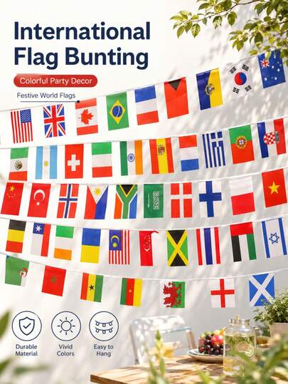 Decoración colgante de banderines con 48 equipos y 32 cuerdas para el Mundial 2026, banderas de equipos y banderas de ambiente