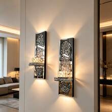 2pcs Candle Wall Lamps, 2 Small Gold Candlesticks As A Gift, Gorgeous Silver Mirrored Wall Lamps For Home Use, Suitable For Living Rooms And Dining Rooms, Glass Candlestick Wall Decorations, Ideal For Easter Decorations, Mother's Day Decorations, And Party Atmosphere Lighting - 定制滿鑽銀 - 查看 4