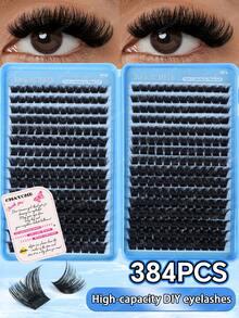320/384/448pcs D Curl Large Capacity Individual Eyelashes,Gift For Mom,Cluster Eyelash Extensions,Soft And Natural Look,Long Lasting False Eyelashes,Lightweight Reusable Wispy Eyelashes Set Suit For Daily,Wedding,Night Party, Bridal,Cosplay Makeup. - D - View 15
