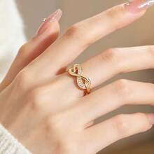 1pc Minimalist Digital 8-Shaped Design Cubic Zirconia Inlaid Women's Ring - Multicolor - View 5