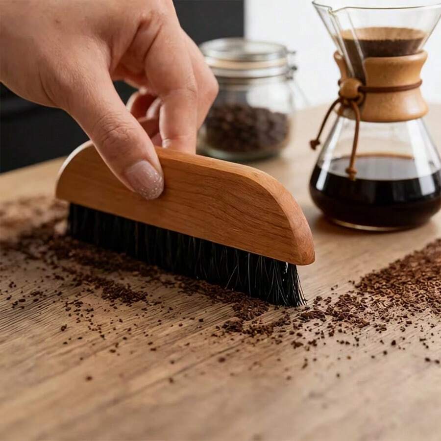 SOKANY Natural Horse Hair Coffee Grounds Cleaning Brush, Wooden Handle, Coffee Residue Removal Tool, Essential For Coffee Makers At Home And Cafes, Won't Damage Surfaces - View 1