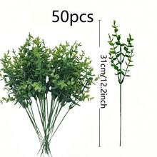 10 buah Semak Buatan, Tanaman Hias Eucalyptus Plastik, Dekorasi Meja DIY untuk Dalam dan Luar Ruangan, Rumah, Taman, Pesta, Balkon, Pernikahan - Hijau - View 13