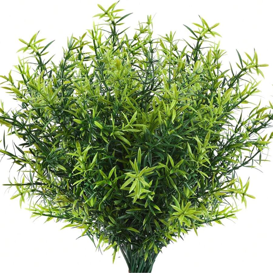 1/2/4束人造植物綠植戶外抗UV耐曬仿真草灌木假迷迭香，適用於婚禮裝飾、農舍風格花園、門廊、窗台、露台花盆室內