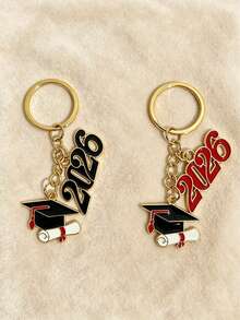 1pc/2pcs 2026 Numeric Keychain, Graduation Keychain, Novelty Student Keychain, Keyring, Unisex Car Key Chain, Key Fob, Holiday Gift, Daily & Festival Accessory Gifts For Mother, Father, Graduation, And Teacher - Multicolor - View 4