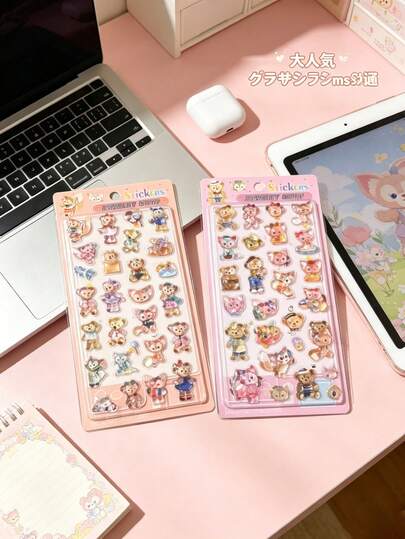 New Japanese Cute Fox Kawaii Style Toy Seal Stickers, Made Of Candy Epoxy Resin 3D Embossed Crystal Waterproof Glossy Texture, Popular With Girls, Students And Teenagers, Easy DIY Decoration For Smartphone Cases, Notebooks, Water Bottles, Suitcases, Perfect For Birthday, Graduation Party Gifts And Gift Exchange.