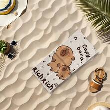 1pc Cute Capybara Beach Towel, Quick-Dry, Soft, Absorbent, High Color Fastness - Suitable For Beach, Travel, Camping And Summer Vacation - Machine Washable, Rectangular, Beach Accessory, Sports Beach Towel - A - View 3