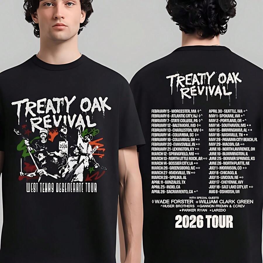 Treaty Oak Revival 2026 Tour Merch T-Shirt - Black - View 1