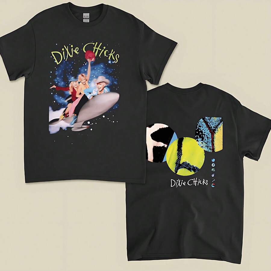 VTG Chicks Dixie T-Shirt Tour Concert Gift For Fan Unisex Tee - Black - View 1