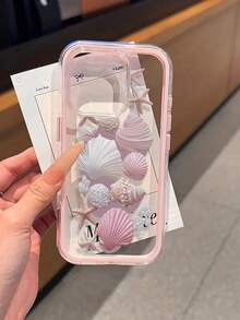 1pc Seashell Pattern Contrast Color Shockproof Phone Case, TPU Material, Suitable As Holiday Gift, Compatible With Apple 11 12 13 14 15 16 Pro/Pro Max/14 15 16 Plus/17, Unisex - Multicolor - View 1